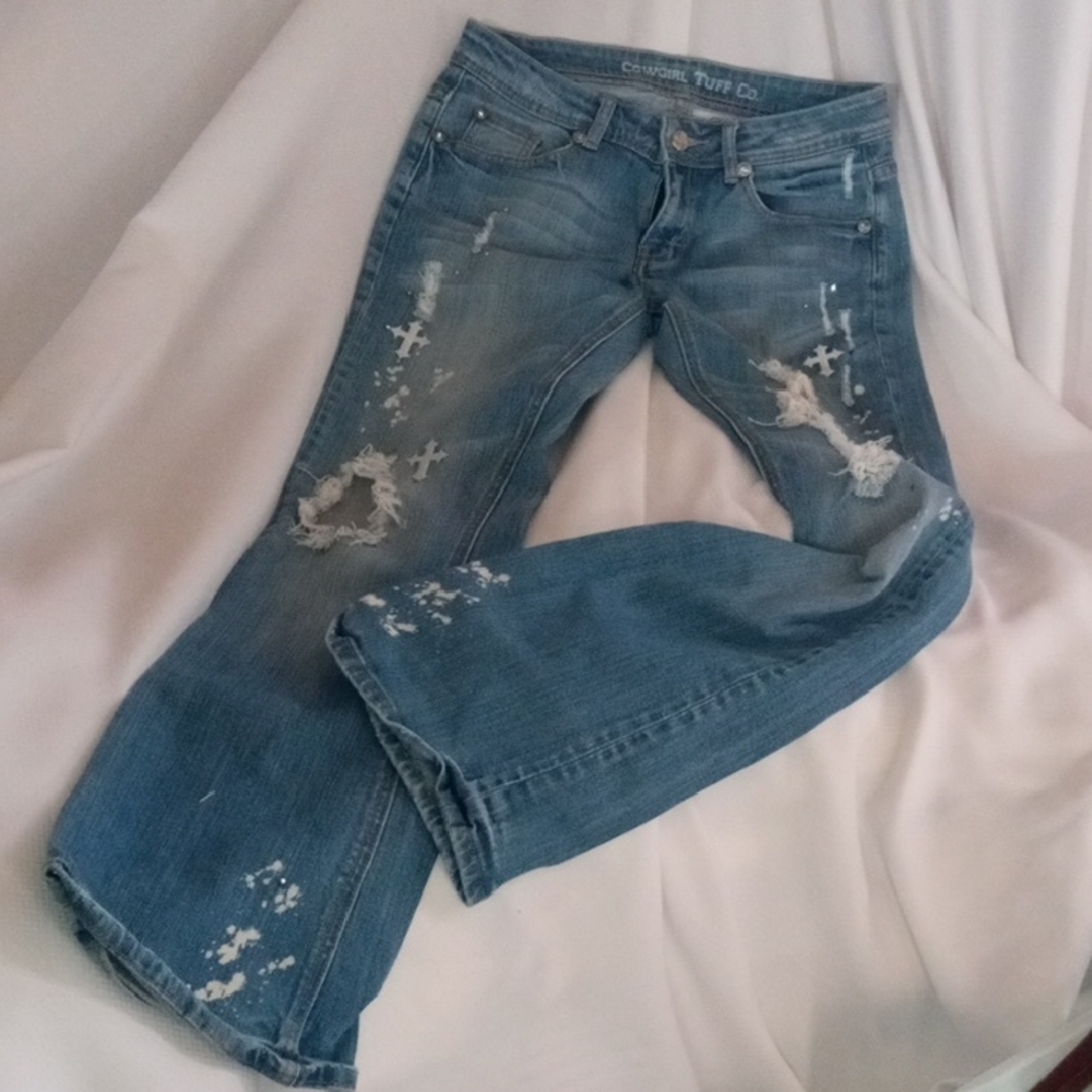 Cowgirl Tuff Blue Flare Wide Leg Jeans